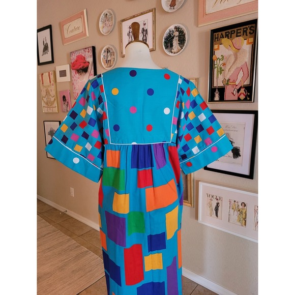 KEYLOUN 70's Multi-color Geometric‎ Patio Maxi Dress - Picture 8 of 9
